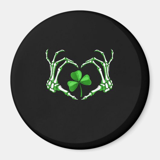 Skeleton Hand Heart Kleeblatt St Patricks Day Padd Magnet (Vorne)