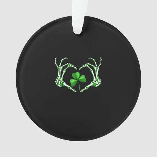 Skeleton Hand Heart Kleeblatt St Patricks Day Padd Ornament (Vorderseite)