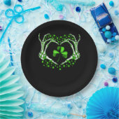Skeleton Hand Heart Kleeblatt St Patricks Day Padd Pappteller (Party)