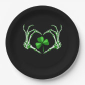 Skeleton Hand Heart Kleeblatt St Patricks Day Padd Pappteller (Vorderseite)