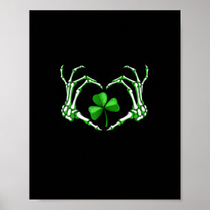 Skeleton Hand Heart Kleeblatt St Patricks Day Padd Poster