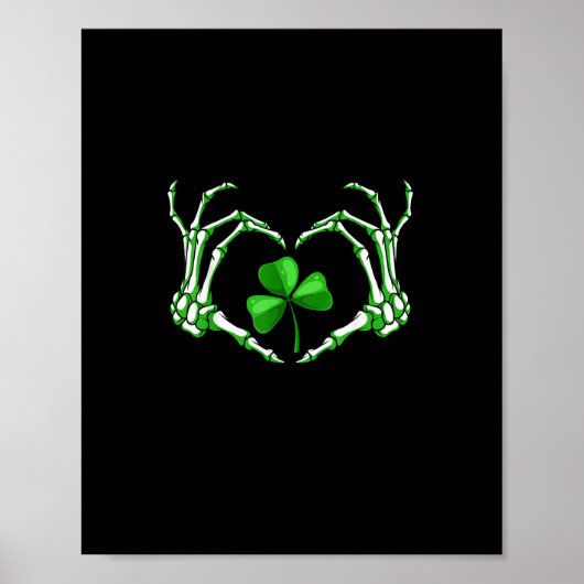 Skeleton Hand Heart Kleeblatt St Patricks Day Padd Poster (Vorne)