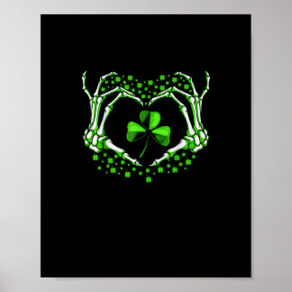 Skeleton Hand Heart Kleeblatt St Patricks Day Padd Poster