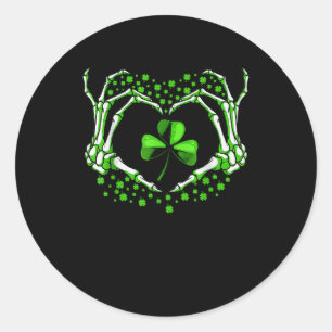 Skeleton Hand Heart Kleeblatt St Patricks Day Padd Runder Aufkleber