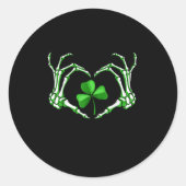 Skeleton Hand Heart Kleeblatt St Patricks Day Padd Runder Aufkleber (Vorderseite)