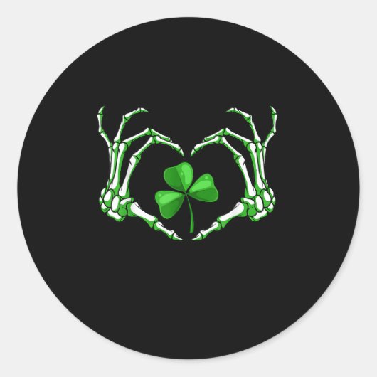 Skeleton Hand Heart Kleeblatt St Patricks Day Padd Runder Aufkleber (Vorderseite)