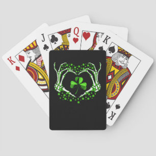 Skeleton Hand Heart Kleeblatt St Patricks Day Padd Spielkarten