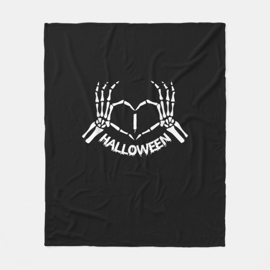 Skeleton Hand Heart Lazy Halloween Kostüm Funny Fleecedecke (Vorderseite)