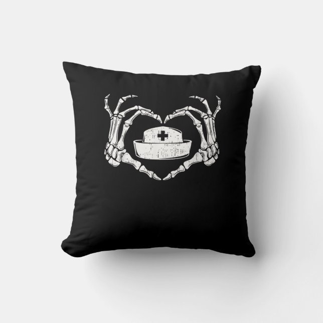 Skeleton Hand Heart Lazy Halloween Kostüm Funny N Kissen (Vorderseite)