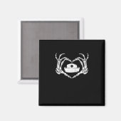 Skeleton Hand Heart Lazy Halloween Kostüm Funny N Magnet (Vorderseite/Rückseite)