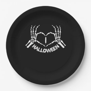 Skeleton Hand Heart Lazy Halloween Kostüm Funny Pappteller