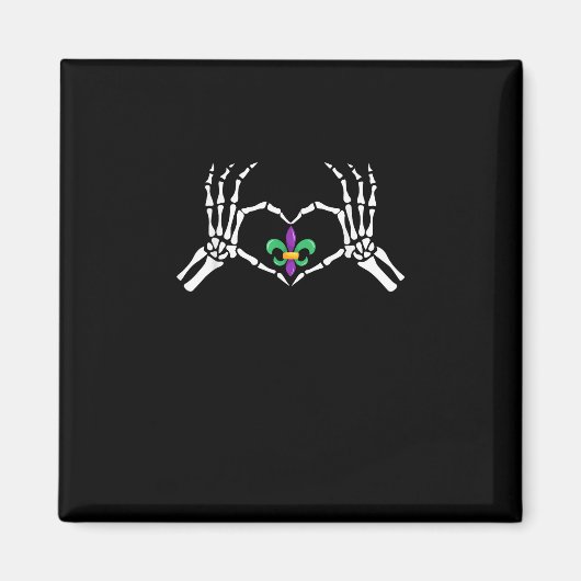 Skeleton Hand Heart Mardi Gras Magnet (Vorne)