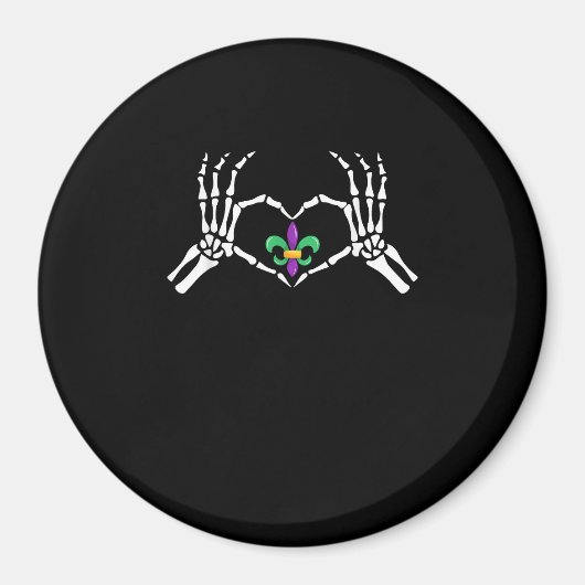 Skeleton Hand Heart Mardi Gras Magnet (Vorne)