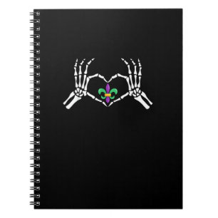 Skeleton Hand Heart Mardi Gras Notizblock