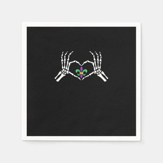 Skeleton Hand Heart Mardi Gras Serviette (Vorderseite)