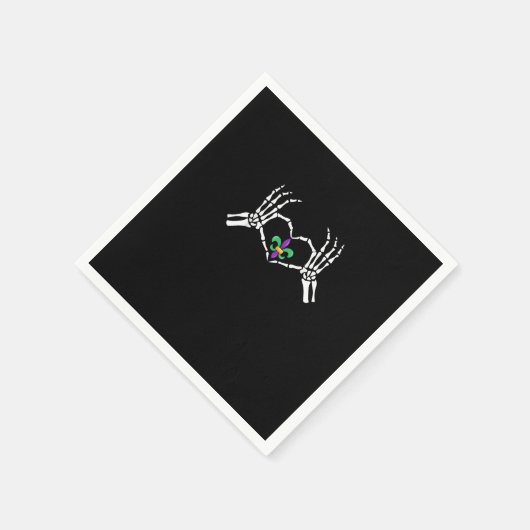 Skeleton Hand Heart Mardi Gras Serviette (Ecke)