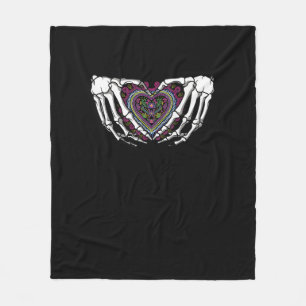 Skeleton Hand Heart Muertos Mexikanischer Tag der  Fleecedecke
