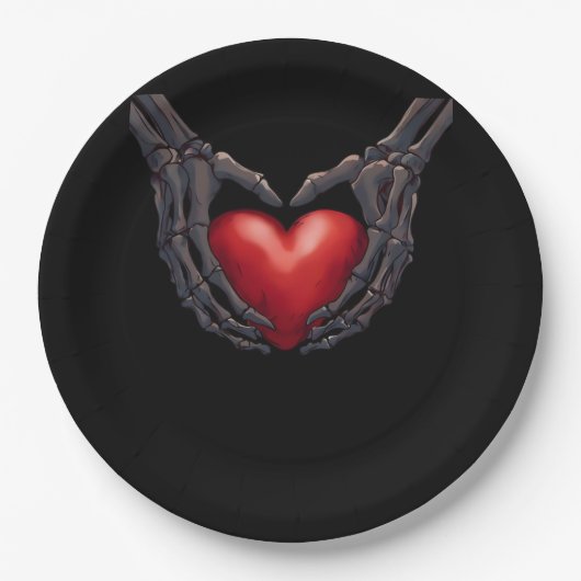 Skeleton Hand Heart Pappteller (Vorderseite)