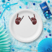 Skeleton Hand Heart Roll & Red Classic Pappteller (Party)
