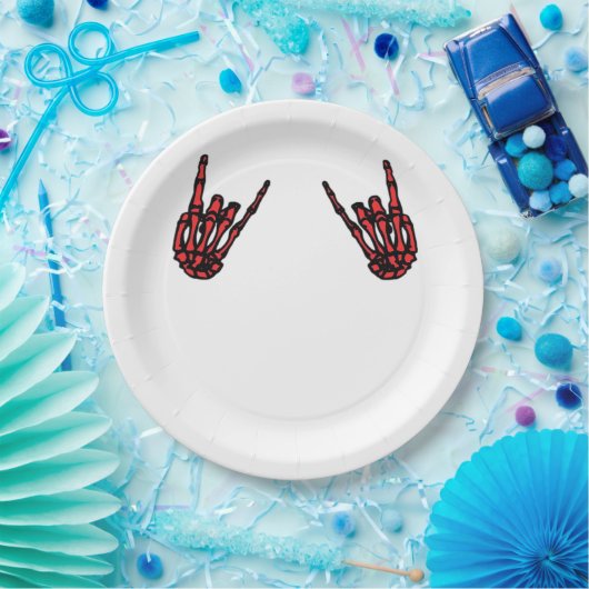 Skeleton Hand Heart Roll & Red Classic Pappteller (Party)