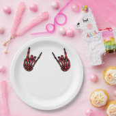 Skeleton Hand Heart Roll & Red Classic Pappteller (Party)
