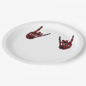 Skeleton Hand Heart Roll & Red Classic Pappteller (Schrägansicht)