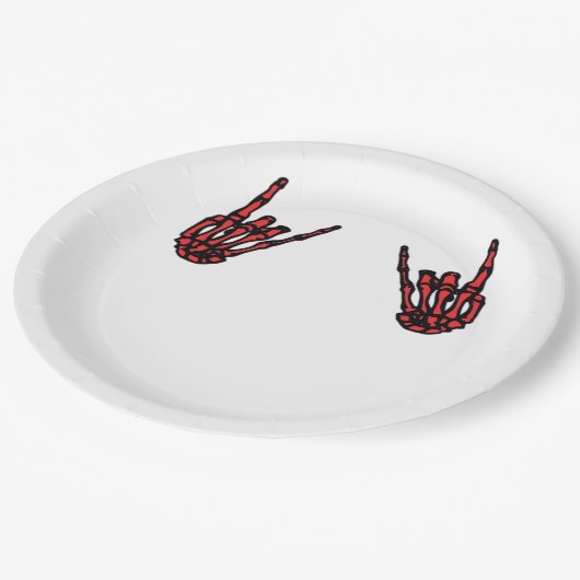 Skeleton Hand Heart Roll & Red Classic Pappteller (Schrägansicht)