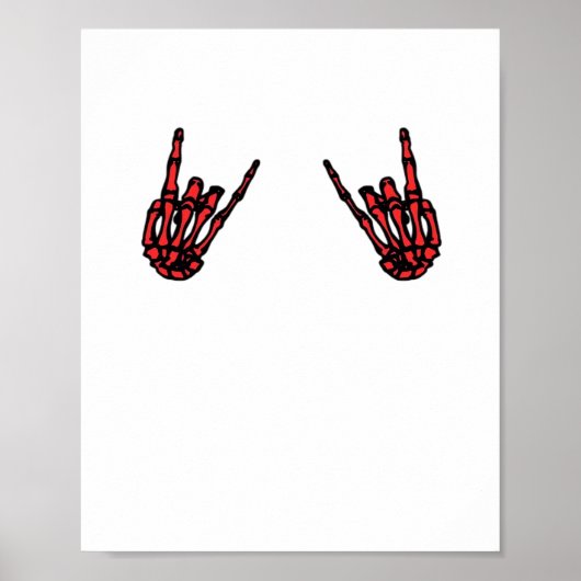 Skeleton Hand Heart Roll & Red Classic Poster (Vorne)