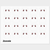Skeleton Hand Heart Roll & Red Classic Quadratischer Aufkleber (Blatt)