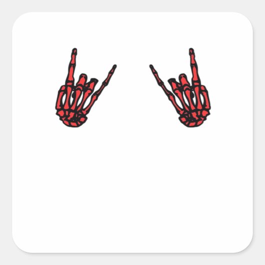 Skeleton Hand Heart Roll & Red Classic Quadratischer Aufkleber (Vorderseite)