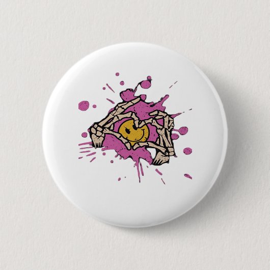 Skeleton Hand Heart Show Classic Button (Vorderseite)