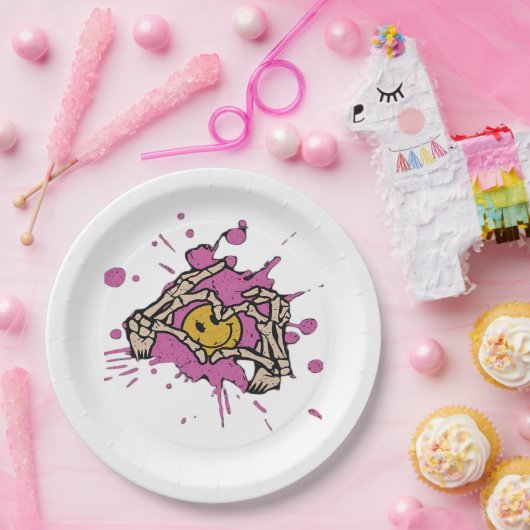 Skeleton Hand Heart Show Classic Pappteller (Party)