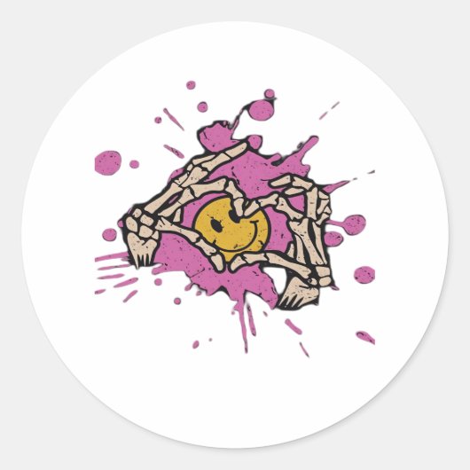 Skeleton Hand Heart Show Classic Runder Aufkleber (Vorderseite)