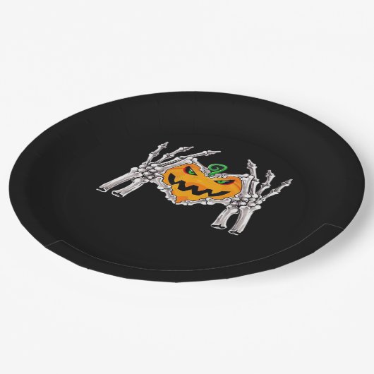 Skeleton Hand Heart Sign Bone Kostüm Pappteller (Schrägansicht)