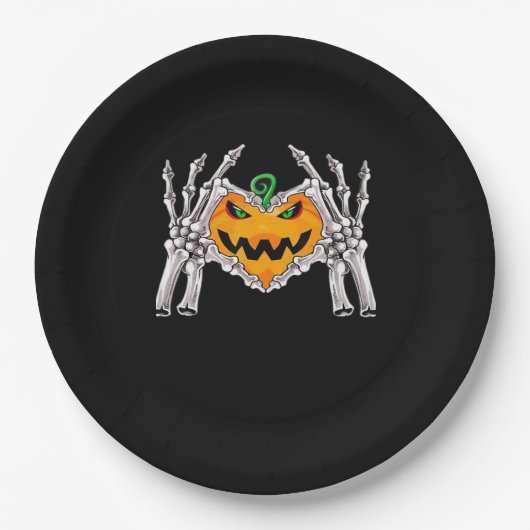 Skeleton Hand Heart Sign Bone Kostüm Pappteller (Vorderseite)