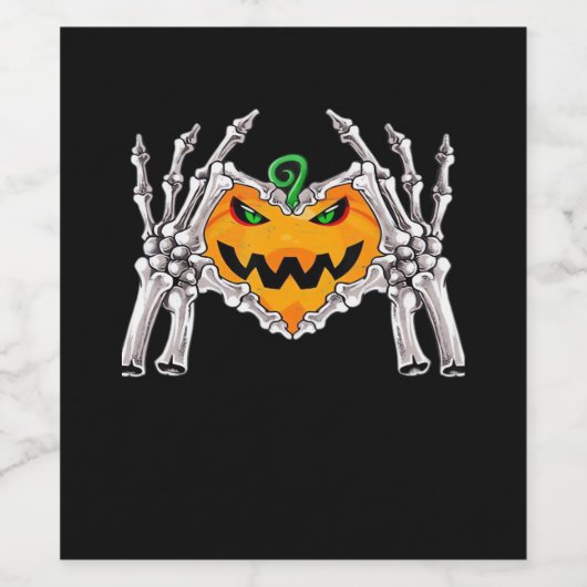 Skeleton Hand Heart Sign Bone Kostüm Weinetikett (Einzelnes Label)