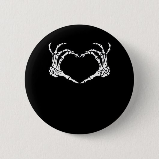 Skeleton Hand Heart Sign Costume Funny Halloween Button (Vorderseite)