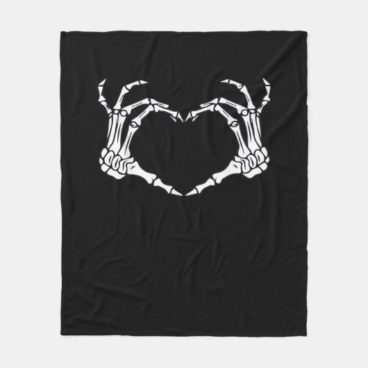 Skeleton Hand Heart Sign Costume Funny Halloween Fleecedecke (Vorderseite)