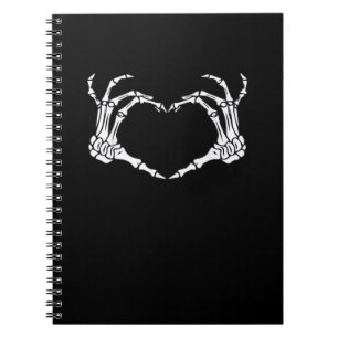 Skeleton Hand Heart Sign Costume Funny Halloween Notizblock