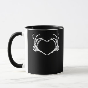 Skeleton Hand Heart Sign Costume Funny Halloween Tasse