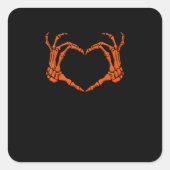Skeleton Hand Heart Sign Costume Halloween Design Quadratischer Aufkleber (Vorderseite)