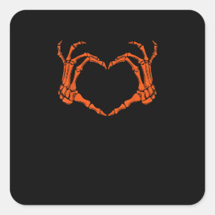 Skeleton Hand Heart Sign Costume Halloween Design Quadratischer Aufkleber
