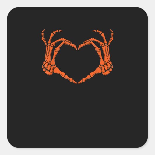 Skeleton Hand Heart Sign Costume Halloween Design Quadratischer Aufkleber (Vorderseite)