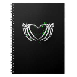 Skeleton Hand Heart Sign Costume Halloween Notizblock