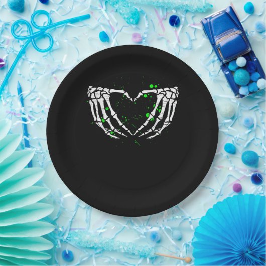 Skeleton Hand Heart Sign Costume Halloween Pappteller (Party)