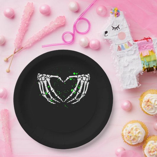 Skeleton Hand Heart Sign Costume Halloween Pappteller (Party)