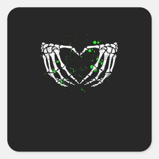 Skeleton Hand Heart Sign Costume Halloween Quadratischer Aufkleber (Vorderseite)