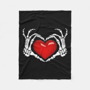 Skeleton Hand Heart Sign Halloween Skelett Hand P Fleecedecke