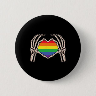 Skeleton Hand Heart Sign Retro Halloween Longbt Ra Button