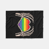 Skeleton Hand Heart Sign Retro Halloween Longbt Ra Fleecedecke (Vorderseite (Horizontal))